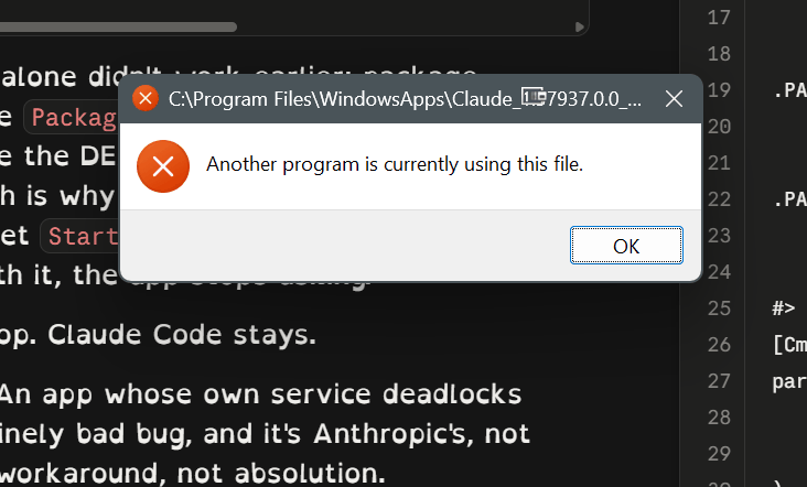 The dialog, unmoved.
