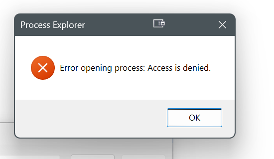 Process Explorer vs. a protected process.