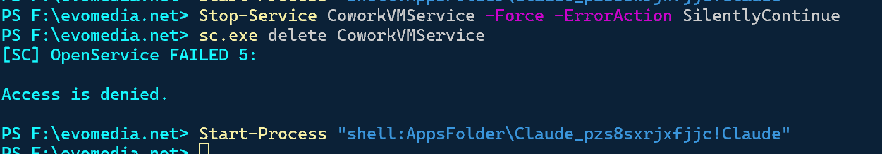 sc delete — OpenService FAILED 5.