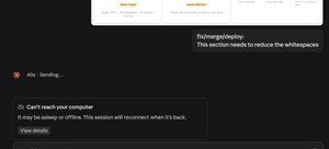 A prompt showing 40 seconds of Sending, then the Can't reach your computer banner
